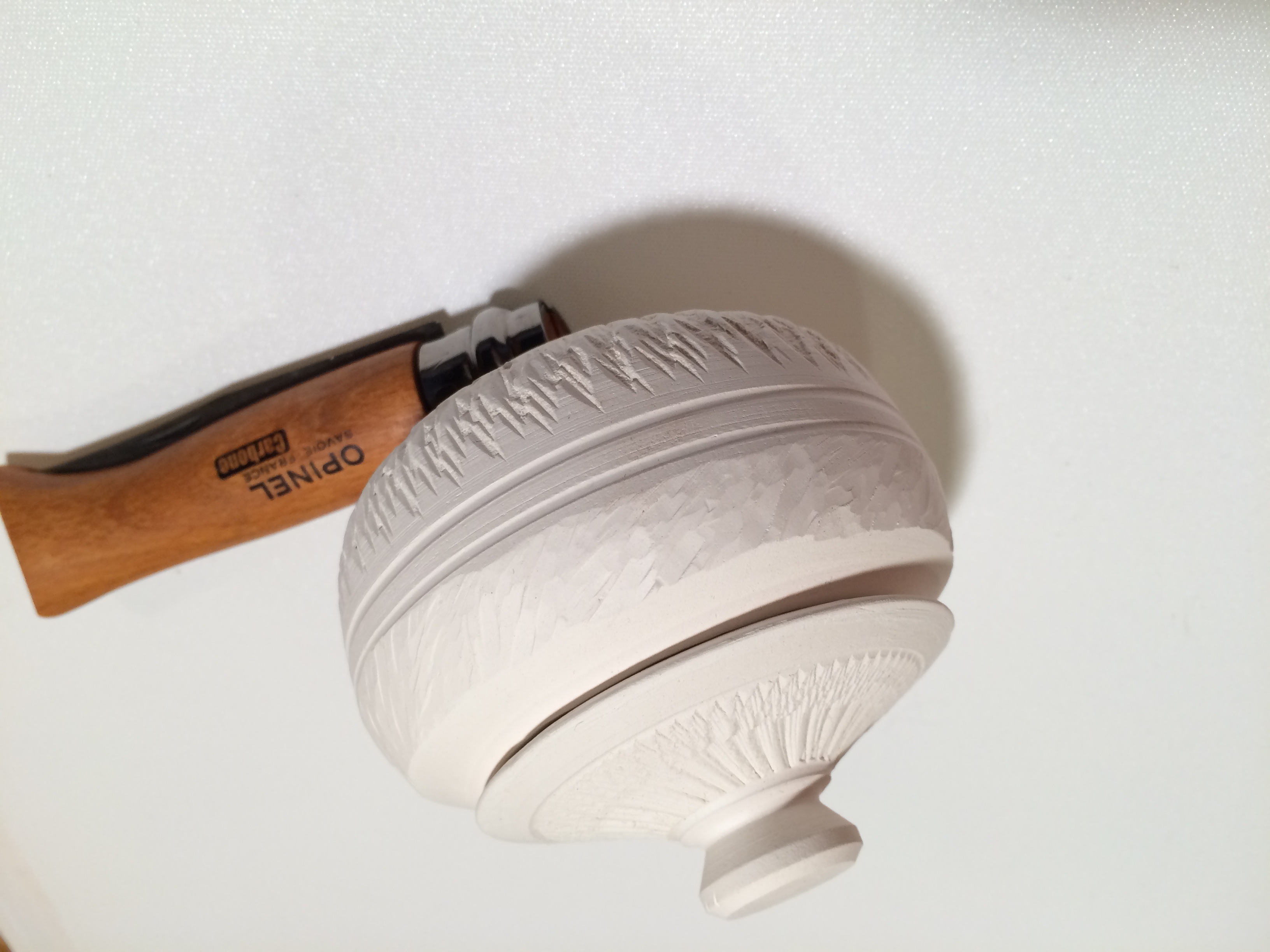 Textured French butter dish 2, with lid installed, unglazed, porcelain